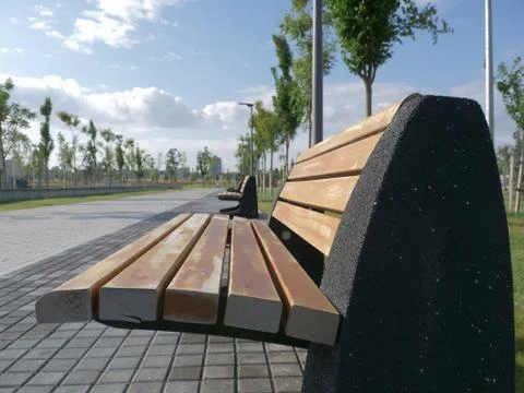 Beautiful park bench chairs Stock Photos