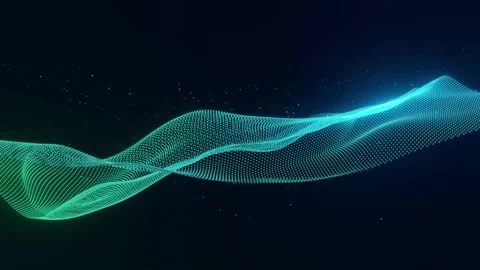 Beautiful particles network concept abstract wave technology background with blu Stock Footage 166690497