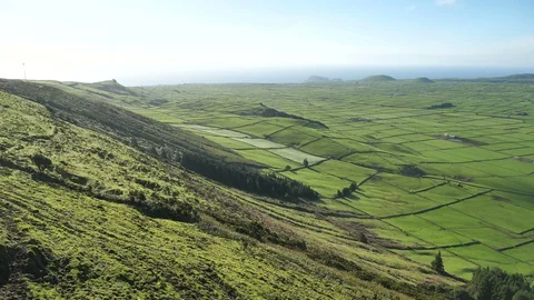 Beautiful Patchwork Fields of Miradouro da Serra do Cume, Azores, Portugal Stock Footage 89137460