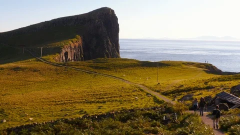 Beautiful path to a cliff at Highlands Stock Footage 97525427