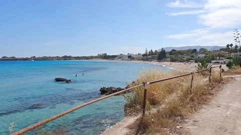 Beautiful path leading to Fontane Bianche beach, Syracuse, Sicily Video stock 154379849