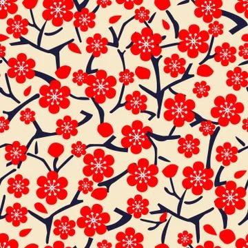 Beautiful pattern with blossom cherry Illustrazione stock