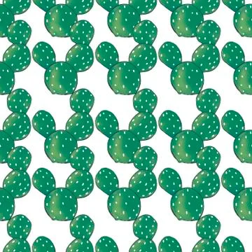 Beautiful pattern with cactus. Bright repeated texture with green cactus. nat Stock Illustration
