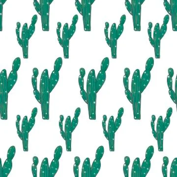 Beautiful pattern with cactus. Bright repeated texture with green cactus. nat Stock Illustration