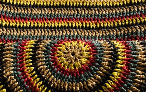 Beautiful pattern. Close-up of raffia crochet. Stock Photos