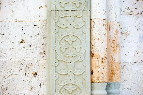 Beautiful pattern on the columns of the temple of georgia Stock Photos