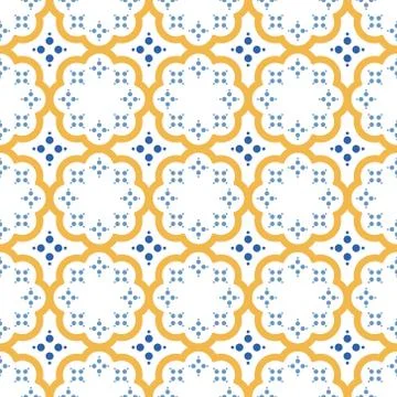 Beautiful pattern with decorative elements. Portuguese tiles, Azulejo, Morocco Stock Illustration