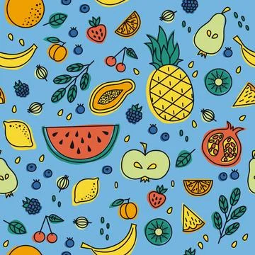 Beautiful pattern with different fruits 스톡 일러스트
