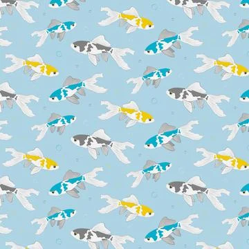 Beautiful pattern with fancy goldfish. Illustrazione stock