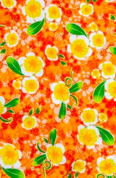 Beautiful pattern flowers on batik fablic Stock Photos