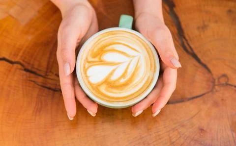 Beautiful pattern heart created by microfoam. Coffee shop and cafe concept Fotos de archivo