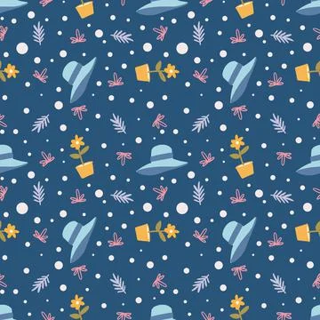Beautiful pattern with icons and design elements Stock Illustration