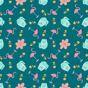 Beautiful pattern with icons and design elements Stock Illustration