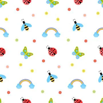 A beautiful pattern with insects. Stock Illustration