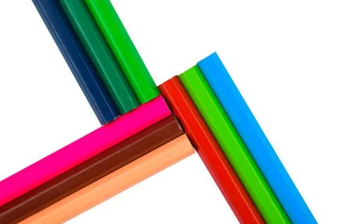 Beautiful pattern made with nine different colored wood pencil crayons Stock Photos