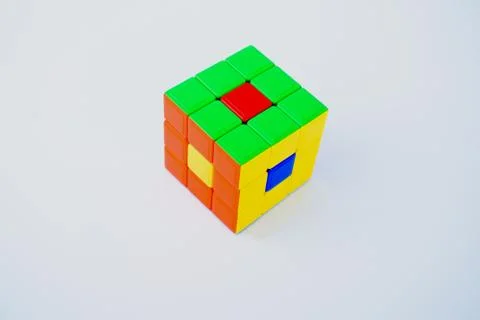 Beautiful pattern made with six different colors of the rubik cube displayed Stock Photos