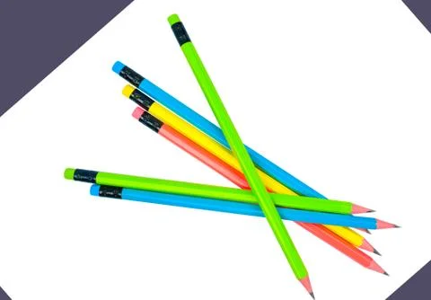 Beautiful pattern made with some different colored wood pencil crayons on whi Stock Photos