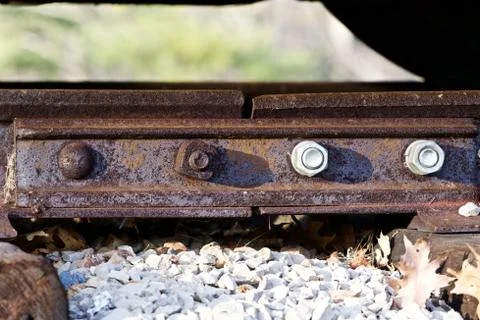 Beautiful pattern of the old and new nuts of the railroad Stock Photos
