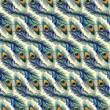 Beautiful pattern with peacock feathers. Stock Illustration