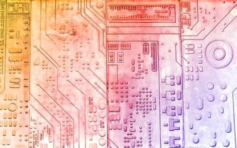 Beautiful pattern on the wall in the form of an electronic Board Foto stock