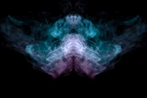 A beautiful pattern with wriggling lines of blue and pink smoke spooky or abs Foto stock