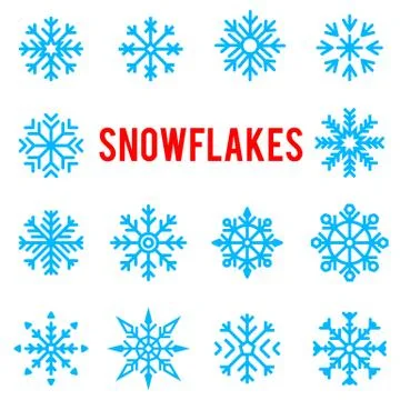 Beautiful patterned blue winter snowflakes. Stock Illustration