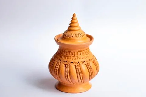 Beautiful patterned pottery on a white background Stock Photos
