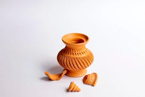Beautiful patterned pottery on a white background Stock Photos
