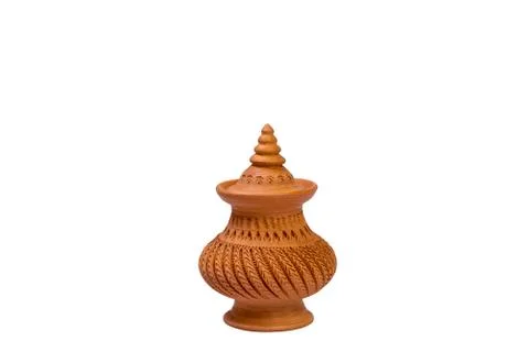 Beautiful patterned pottery on a white background Stock Photos