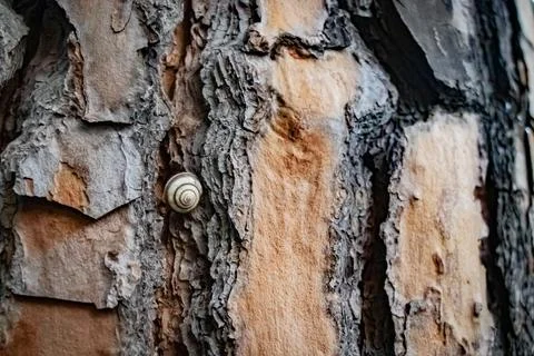 A beautiful patterned snail on a pine tree in Turkey Stock Photos