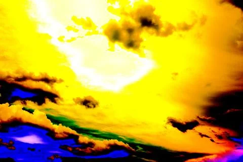 Beautiful patterns of clouds on the background of the sky. Changed color sc.. Fotos Stock