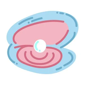 Beautiful pearl in an open shell in the flat style Stock Illustration
