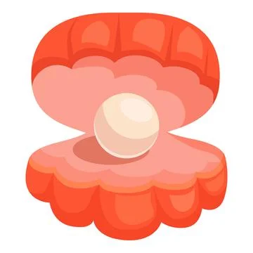 Beautiful pearl resting inside a red clam shell Stock Illustration