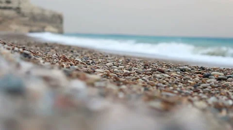 Beautiful Pebble beach with swiching focus Stock Footage 42185652