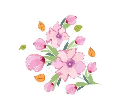Beautiful peonies on a white background Stock Illustration