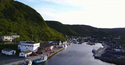 Beautiful Petty Harbour during summer, Newfoundland, Canada Stock Footage