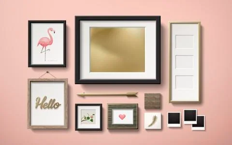 Beautiful photo frames and deco Illustrazione stock