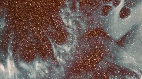 Beautiful physical gold patterns and spectacular swirls and waves of smoke Stock Footage 330892835