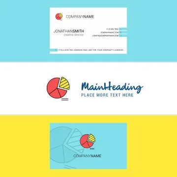 Beautiful Pie chart Logo and business card. vertical Design Vector Stock Illustration
