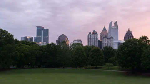 Beautiful Piedmont Park Sunset In Atlanta Stock Footage
