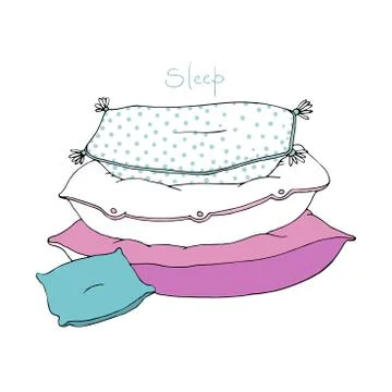 Beautiful pillows on a white background. Stock Illustration