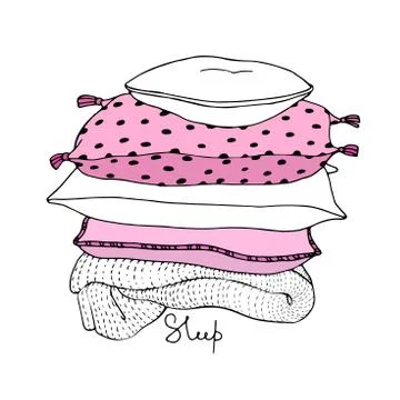 Beautiful pillows on a white background. Stock Illustration