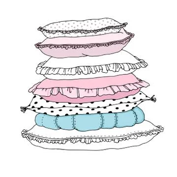 Beautiful pillows on a white background. Illustrazione stock