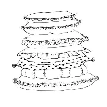 Beautiful pillows on a white background. Stock Illustration