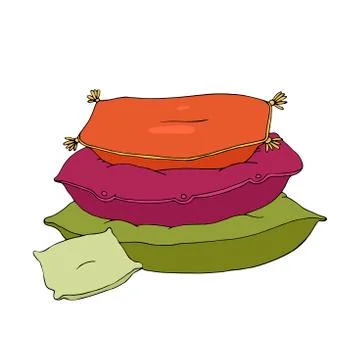 Beautiful pillows on a white background Stock Illustration