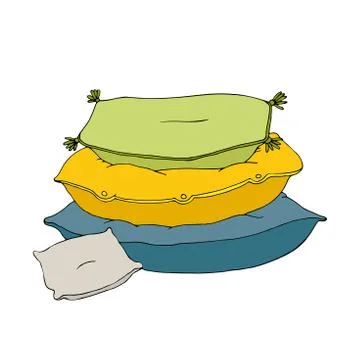 Beautiful pillows on a white background Stock Illustration
