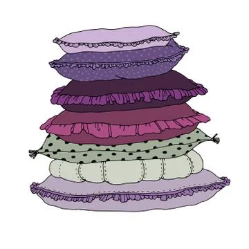 Beautiful pillows on a white background Stock Illustration