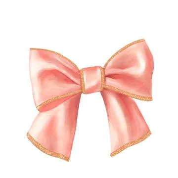 Beautiful pink bow on white background. Stock Illustration