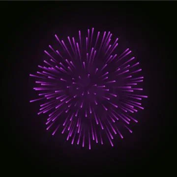 Beautiful pink firework. Bright firework isolated on black background. Light  Stock Illustration
