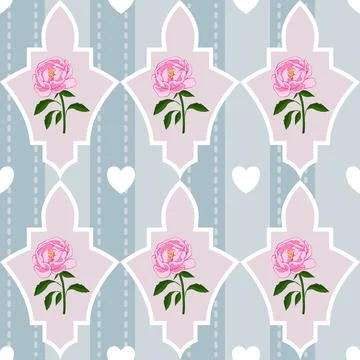 Beautiful pink peony pattern design for great lovely textile pattern Stock Illustration